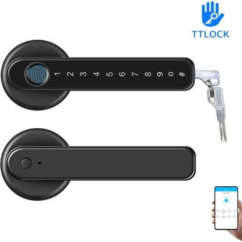 Intelligent Fingerprint Password Code Number Single Latch Lock With Key For Indoor Wooden Door Used