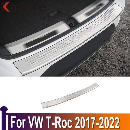 For Volkswagen T-Roc TROC 2017 2018 2019 Stainless Steel Outer Rear Bumper Pad Protector Trim Tail Trunk Scuff Plate Cover