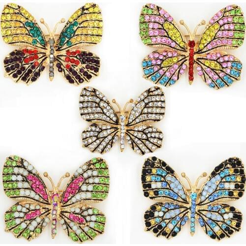 Lovely Colorful Butterfly Brooch Luxury Hot Selling Colored Crystals Women Brooch Pins Brooch Jewelry For Wedding