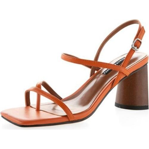 2020 New Summer Womens Sandals Genuine Leather Buckle Strap Solid Women Shoes size 34-39 Open Toe Sexy Ladies Party shoes