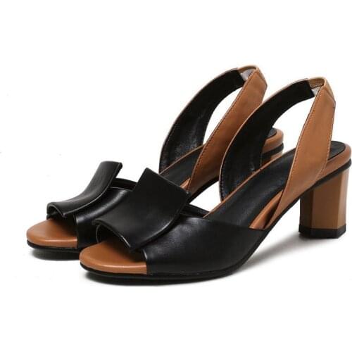 Big Size 34-43 Slingback Sandals Women Brand Mixed Colors Back Strap Summer Shoes Woman Thick Heels Sandals Footwear m368