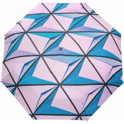 Colorful Square Pink& Blue Pattern Automatic Umbrella Wind Resistant Folding Automatic Umbrella Rain Women Auto Luxury Paraguas