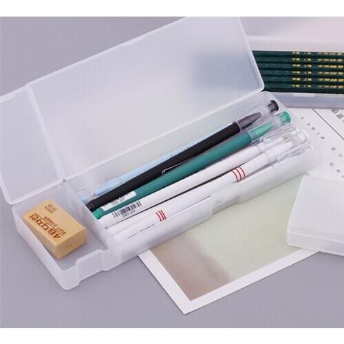 1Pc Useful Cute Clear Pencil Case Transparent Plastic Pen Box Kids Office School Supplies