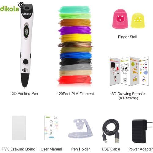 Dikale 3D Pen 3D Drawing Pen Non-Clogging White Newest Version Printing Printer Pencil Bonus Stencils eBook for Kids Adults Gift
