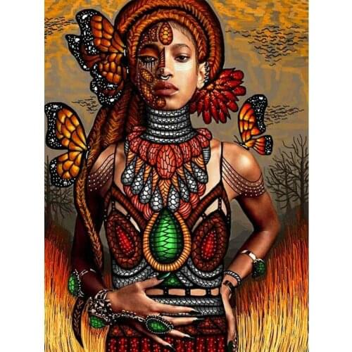 5D DIY Diamond Painting African girl with Butterfly Full Drill Diamond Embroidery Cross Stitch Mosaic Craft Home Decor Gift