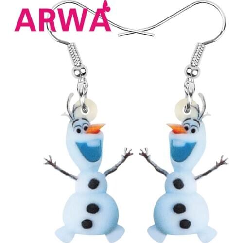 ARWA Acrylic Smile Lovely Snowman Earrings Long Cartoon Anime Dangle Drop Jewelry For Women Girls Teens Fashion Gift Decoration
