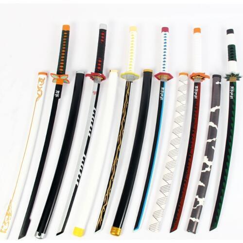 Anime Kimetsu No Yaiba Cosplay Sword Props Devils Blade Wooden Sword Weapon Demon Slayer Cosplay Samurai Ninja Katana Prop Toy