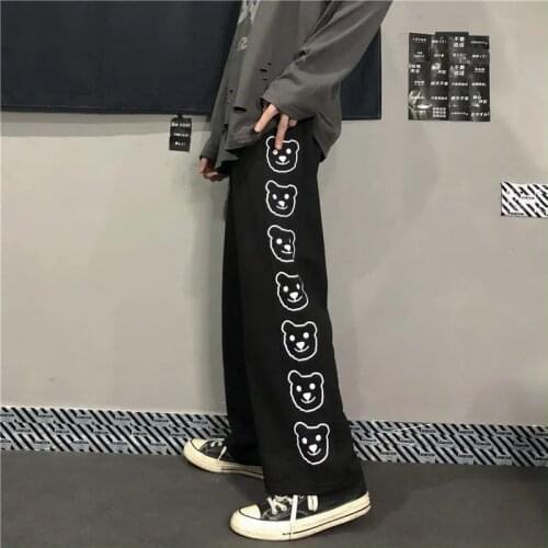 Korean Style Wide Leg Pants Cartoon Print Harajuku Trousers Women Streetwear Autumn Fashion Streetwear Sweatpants Women