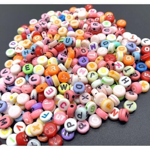 100pcs 6mm Mix Letter Beads Round Alphabet Beads Acrylic Beads DIY Jewelry Making For Bracelet Necklace Accessories#15
