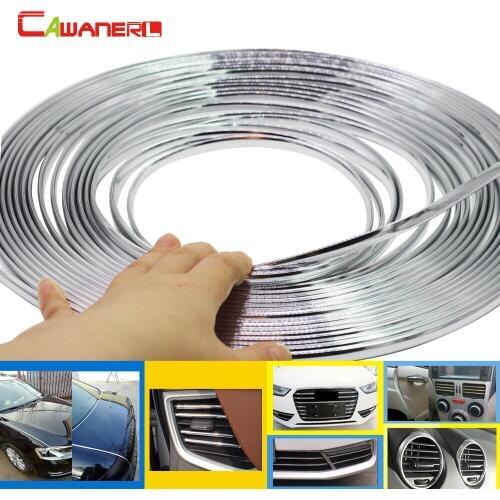 Cawanerl 1000CM Car Styling Door Bumper Grille Interior Air Conditioner Outlet Vent Decoration Strip Sticker Chrome Trim 1 Piece