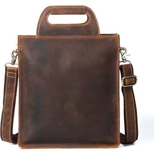 Crazy Horse Leather Men Shoulder Bag Vintage Real Cow Leather Messenger Bags Male Crossbody Bags Mans Handbag Casual Sling Bag
