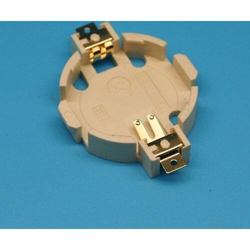 10pcs/lot BS-2032-12 White Gold Plating 3V SMT CR2032 button battery holder
