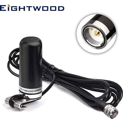 Eightwood Vehicle Ham Radio Mobile Radio VHF UHF Amateur Radio Antenna Car Truck Lip Mount NMO Mount Low Profile Antenna 5m Cabl