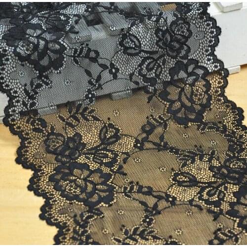 5 Meters/lot Free Shipping Width 21CM Elastic Lace Fabric 2017 New Black Lace Trim DIY Clothes Fabric Accessories