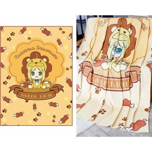 Anime Fate/stay night Saber Lion Cosplay Throw Flannel Blanket 1.5*2M Fate/Tiger Colosseum Cartoon Arutoria Sleep Cover Bedding
