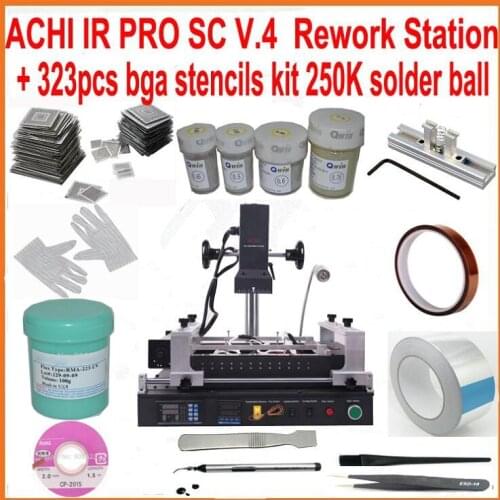 Hot sale ! ACHI IR PRO SC V4 bga rework station IR soldering station with full set 15 in 1 bga reballing kit