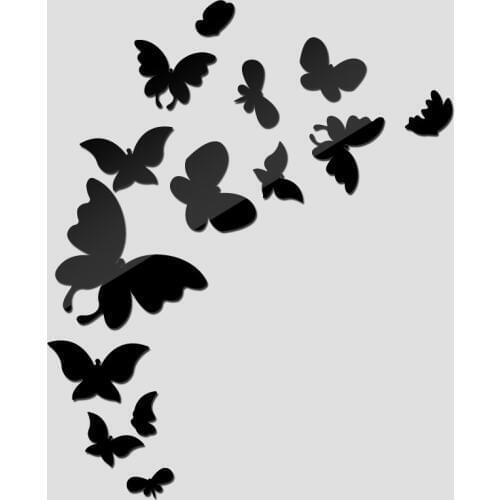 Hot new arrival beautiful butterfly stickers diy home decoration acrylic large mirror wall sticker pattern