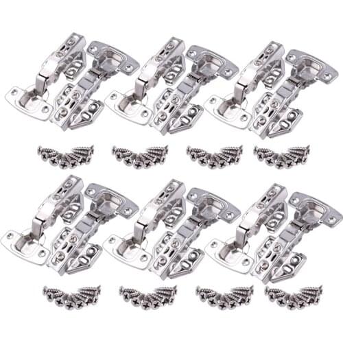 HLZS-12 Pcs Standard Cabinet Hinge Fit for Frameless Cabinet European Inset Soft Closing Four-Hole Mounting Plate Hinges