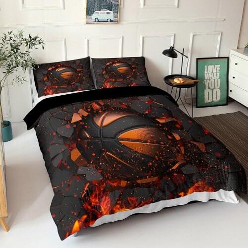 Fanaijia Luxury Basketball Bedding Set Single Size Cartoon Boys Duvet Cover and Pillowcase Kids Bedroom Comforter Set