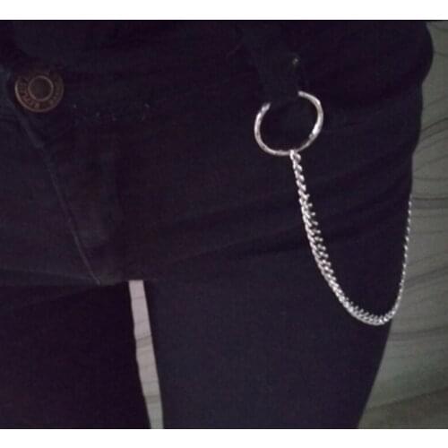 Metal pant Chain for unisex Fashion Punk Trousers Pant Jean Keychain Silver Ring Clip Keyring Mens Jewelry
