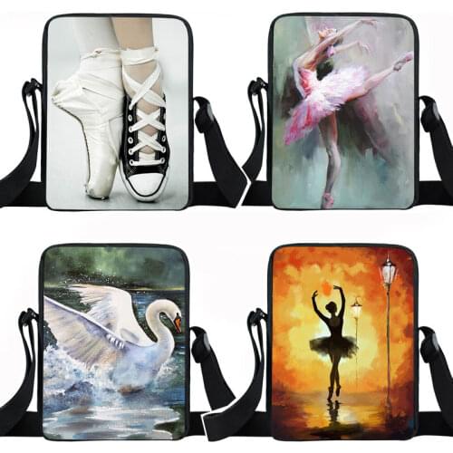 Cute Ballet Dancing Women Handbag Mini Messenger Bag Portable Crossbody Bags for Travel Ladies Shoulder Bags Girls Small Satchel