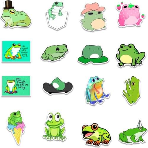 10/50PCS Anime Cartoon Color Frog Girl Kawaii Funny Toy Sticker Balance Car Decoration Cute Boy Child Animal Laptop Gift Cup