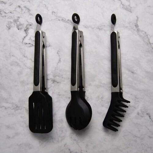 European style nylon anti scald barbecue clip fried vegetables with spade, noodles with bread and baked salad food