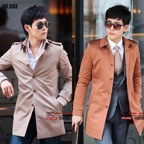 2021 New Spring Men Outerwear Fashion Coat Slim Medium-long Trench Outerwear Coat Clothing / S-xxxl