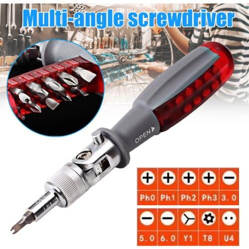 Angle & Head Adjustable Screwdriver with 10 Replaceable Head & Storage Sink Compatible with 6.35mm Screw Head набор отверток