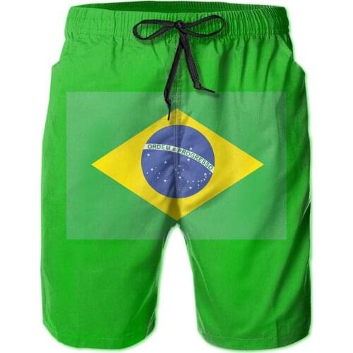 Male Shorts Beach R333 Breathable Quick Dry Funny Noveltyrunning BRAZIL BRAZILIAN FLAG FLAG OF BRAZIL PURE