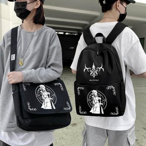 Anime Fate/stay night Altria Pendragon Saber Canvas Backpack Schoolbag Shoulder Bag Fashion Student Casual Messenger Bag Cosplay