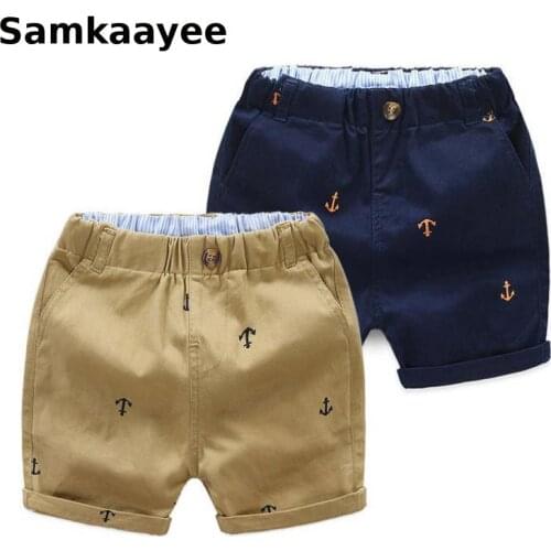 3-11y Kids Shorts Summer Boys Girls Short Beach Pants Toddler Anchor Trousers Solid Elastic Waist Children Casual Clothing y26