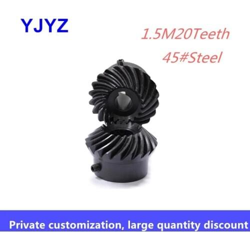 Spiral bevel gear standard inner hole spot factory direct sale 1.5M20Teeth 45# steel tooth surface quenched black