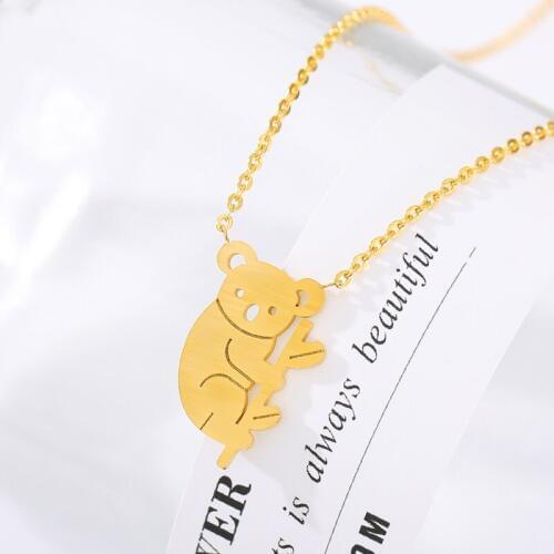Australian National Treasure Cute Koala Pendant Necklace Women Kids Jewelry Stainless Steel Bear Choker Necklace Accessories
