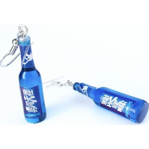 Funny Chinese Beer Bottle Dangle Earrings Resin Cool Night Club Jewelry Creative Wine Bottle Earrings for women Vacation Gift