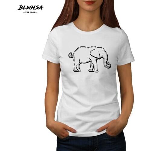 BLWHSA Elephant Printed T Shirt Women Casual Short Sleeve Funny T-Shirt Elephant Animal Print Hip Hop Shirts Women Tops Tees