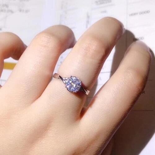 Flashing moissanite gemstone ring for women round natural gem 925 sterling silver shiny better than diamond engagement ring gift