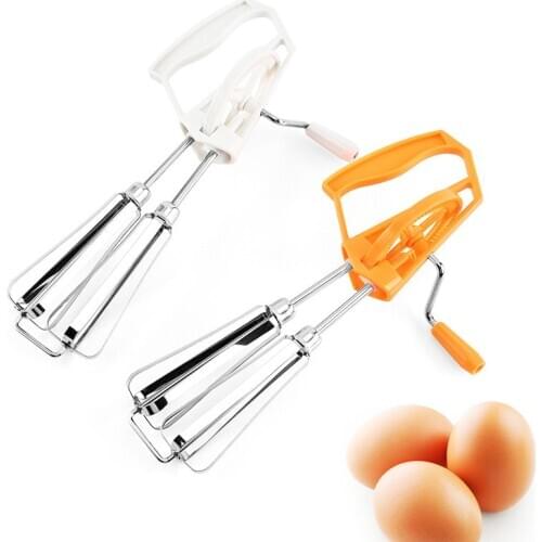 1PC Handheld Household Kitchen Baking Tools Stainless Steel Rotary Eggbeater Kitchen Manual Mixer Noodle Whisk Eggbeater OK 1109