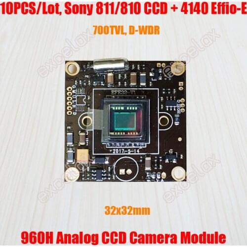 10PCS/Lot 32x32mm 700TVL 1/3" 873 872 811 810 CCD Effio-E 4140 DSP Analog CCTV Camera Module Board w/OSD Control Video Cable