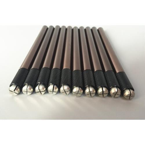 100Pcs New Style Pro Permanent Eyebrow Makeup Handmade Manual Tattoo Pen Brown Colors Microblading Pen for Needles