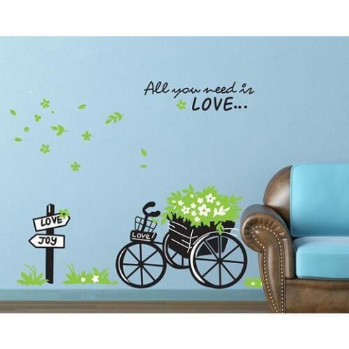 2018 Bicycle Love Joy Photo Wall Sticker Decor DIY Wall Poster Art DIY Home Besroom Decoration