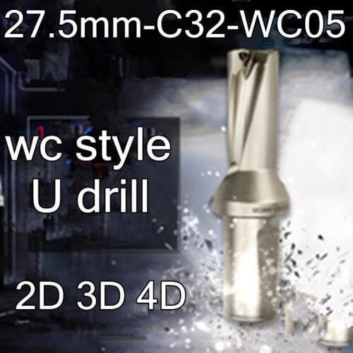 27.5mm 2D 3D 4D wc style U drill 32mm petiole interject WCMX050308 Carbide blade Free shipping