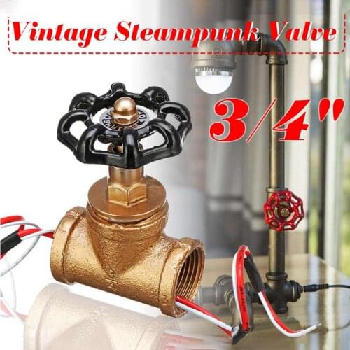 3/4 Inch Vintage Steampunk Lamp Loft Style Stop Valve Light Switch with Wire Iron Valve Water Pipe Fixtures Lighting