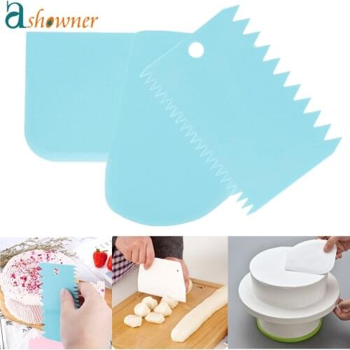 3PCS/Lot Dough Cake Cutter Slicer Spatula for Cake Cream Scraper Pasty Cutters Scraper Irregular Teeth Edge DIY Scraper