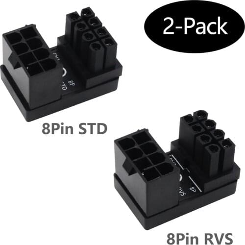 ATX 6pin/8pin Male 180 Degree Angled to 6Pin/8Pin Female Power Adapter for Desktops Graphics Card Cable Installation Direction