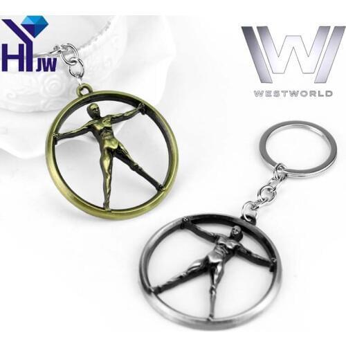 HEYu Fashion Europe Westworld Western World Torque Robot Figure Shape Keychain Key Chain Ring Pendant Gift Jewelry Accessories