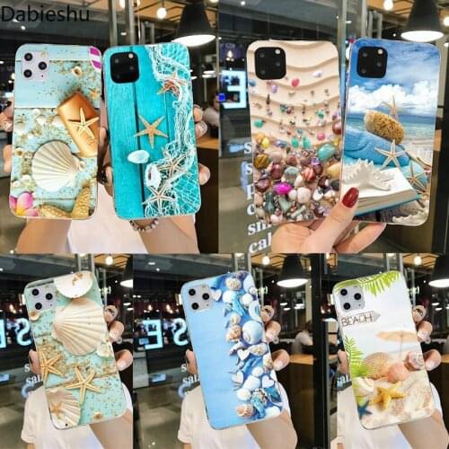 Blue Wood Seashells Sea Star Phone Case for iphone 12 pro max 11 pro XS MAX 8 7 6 6S Plus X 5S SE 2020 XR cover