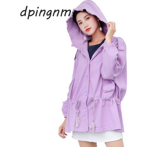 Denim Jacket Autumn Womens Jackets and Coats Pink Lapel Single Breasted Casual Fall Jacket