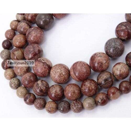 Natural Scenery Ja-sper Gems Stone Round Spacer Beads 15.5'' 4mm 6mm 8mm 10mm 12mm for Jewelry Making Crafts 5 Strands/Pack