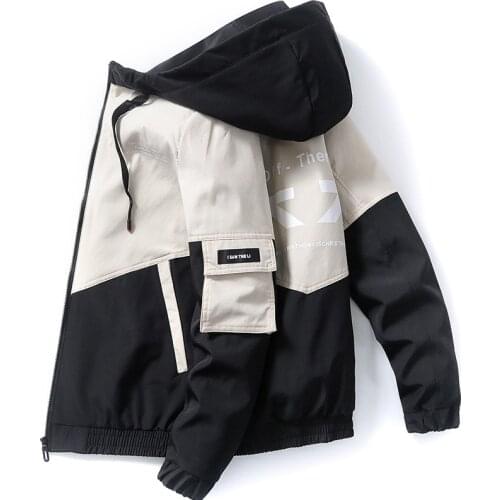 Hot Sale Autumn Brand Men Hooded Jackets Fashion Hip Hop Zipper Jacket Coat High Street Patchwork Loose Casual Jacket Male